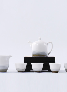 新中式禅意陶瓷功夫茶具茶托盘客厅玄关茶室茶几样板房软装饰摆件