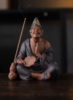 济公活佛陶瓷佛像降龙罗汉禅意摆件家居茶室桌面博古架装饰摆设