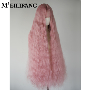 1m粉色假发芹泽蕾拉cos超长卷发1米全头套女樱花粉lolita羊毛卷毛