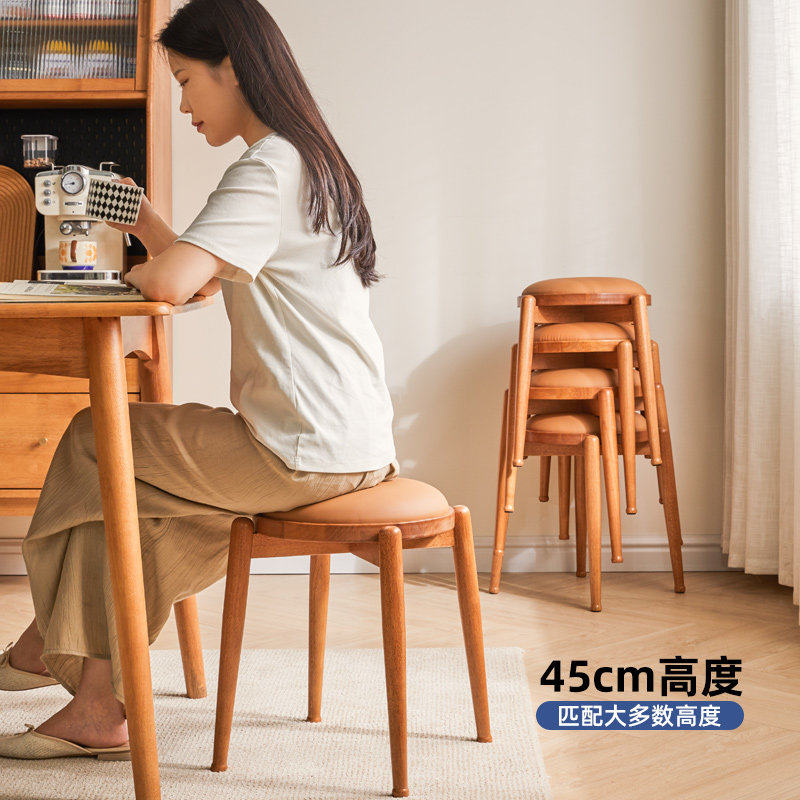 实木凳子餐凳软包日式木凳圆凳茶几凳沙发凳简约梳妆凳家用矮凳子