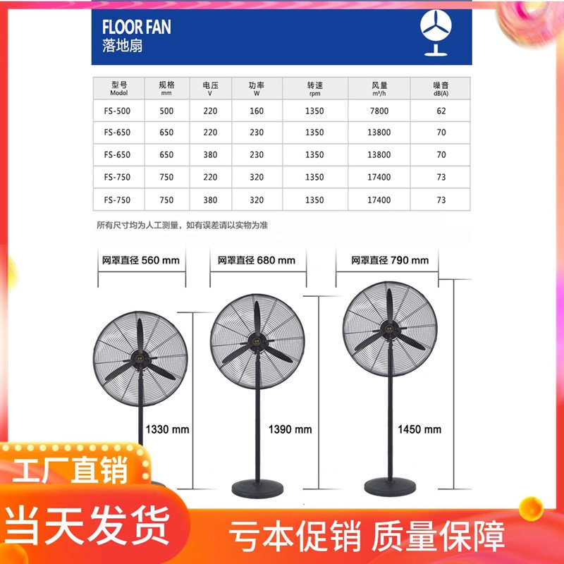 工业风扇强力落地大功率电风扇壁挂牛角扇工厂车间大风扇超大壁扇