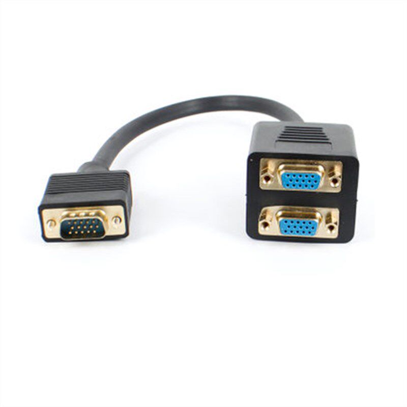 vga 一分二 电脑连接线 高清分屏器 vga一拖二分配器分频器 1分2