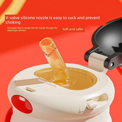 哪咤儿童水杯奶瓶原装进口液体硅胶45度脊椎喷嘴直饮管重力球配件