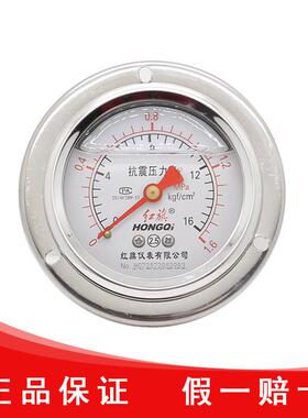 红旗仪表厂家直销YTN-60ZT轴向带边耐震压力表螺纹外径14特殊备注