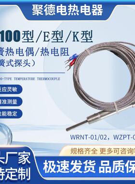 K型/E型压簧式热电偶WRNT-01/02温度传感器PT100型WZPT热电阻探头