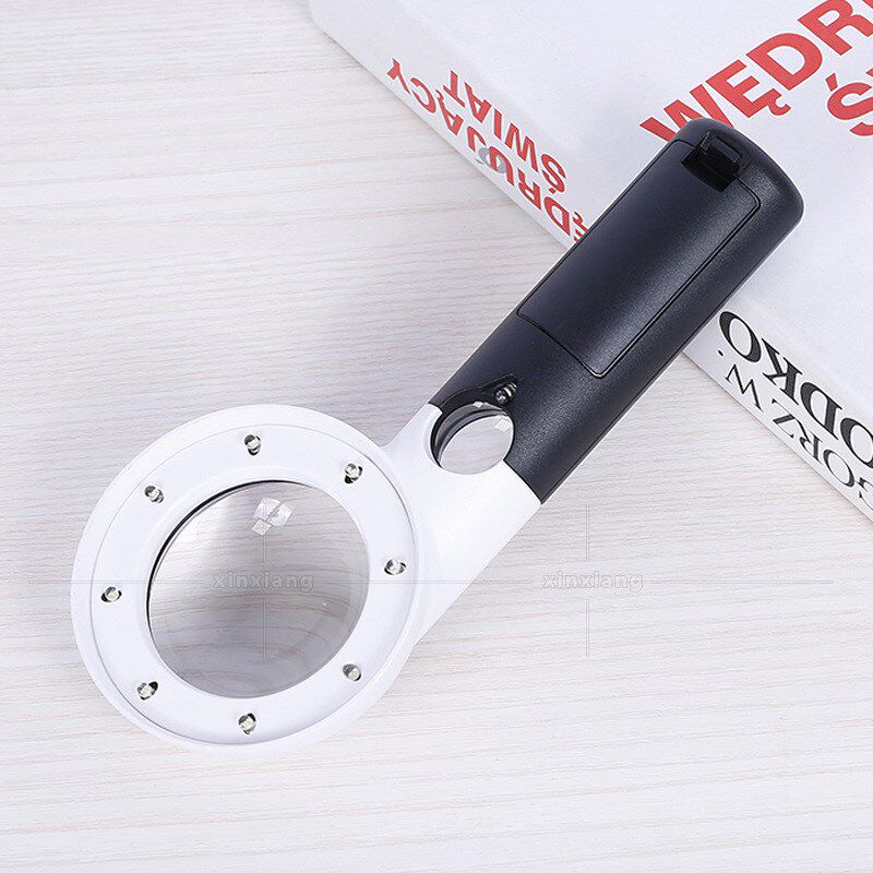 9个LED手持便携式高倍珠宝鉴赏阅读放大镜55-21mm20倍鉴定珠宝镜