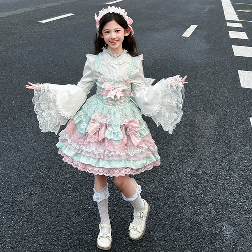 女童洛丽塔春秋夏蛋糕礼服套装