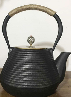茶楼装饰品茶室软装新中式摆件生铁茶壶复古手工烧水壶泡茶铸铁壶