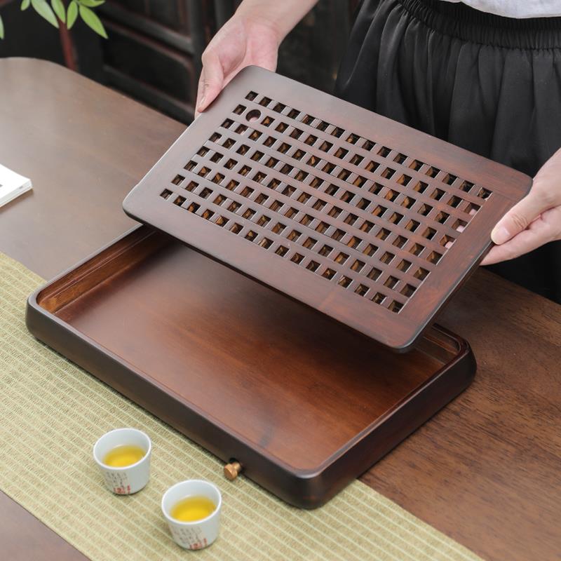 竹茶盘家用竹制茶海茶台茶托盛储水双用大小号托盘长方型功夫茶具