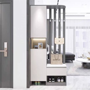 鞋柜门口一体柜大容量入户门口鞋柜坐凳衣帽架一体入门玄关柜