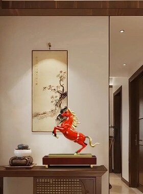 马到成功铜马摆件客厅玄关酒柜办公室新中式装饰品乔迁开业礼物