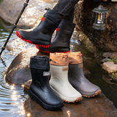 加绒水鞋 户外防水厚底胶鞋 中筒雨靴轻便耐磨大码 耐用男女防滑雨鞋