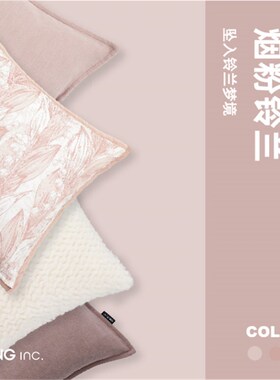 LIVING inc.烟粉铃兰 雪尼尔抱枕沙发客厅靠垫套办公室腰靠枕床上