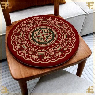 中式古典圆形坐垫椅子餐椅坐垫石凳圈椅藤椅古筝凳圆形凳印花垫子