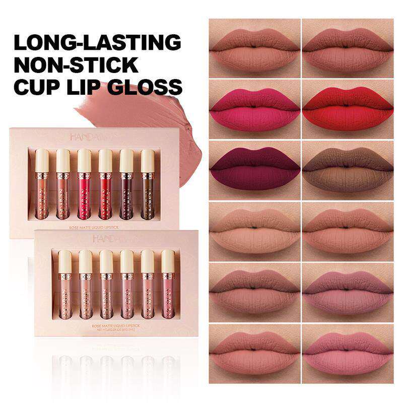 6 Pcs Matte Liquid Lip Gloss Set Non Transfer 6 支唇釉套装