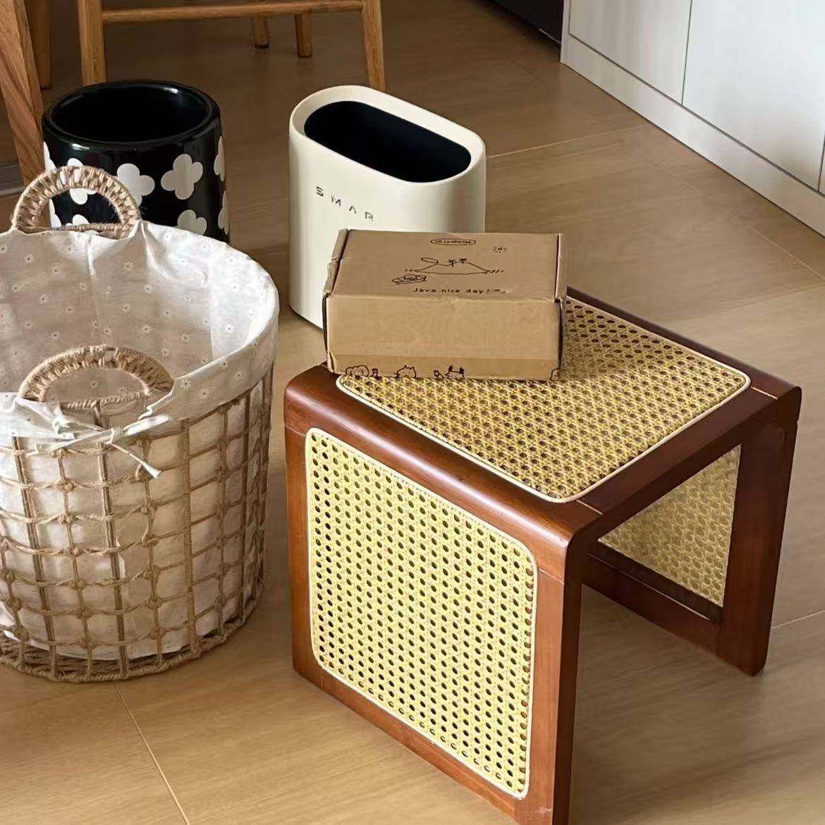 日式家居多功能实木藤编方凳沙发边角几民宿床头柜小户型换鞋凳子,商业/办公家具,商用藤编家具,淘宝优惠券,粉丝福利购,淘宝优惠卷