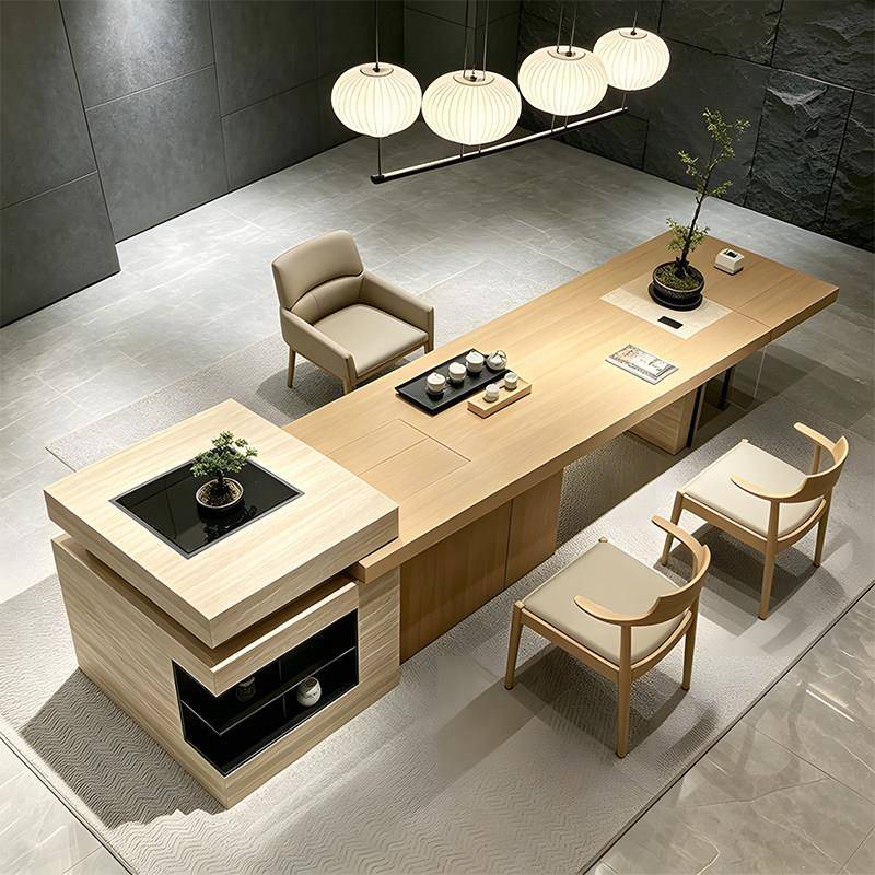 轻奢高级感磁浮送茶器茶台实木茶桌棋牌桌组合2026新款茶室客厅