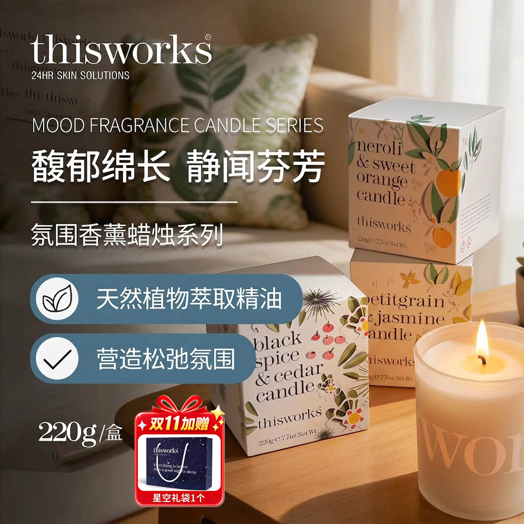 Thisworks香薰蜡烛室内家用持久留香卧室高级香氛220g浪漫礼物