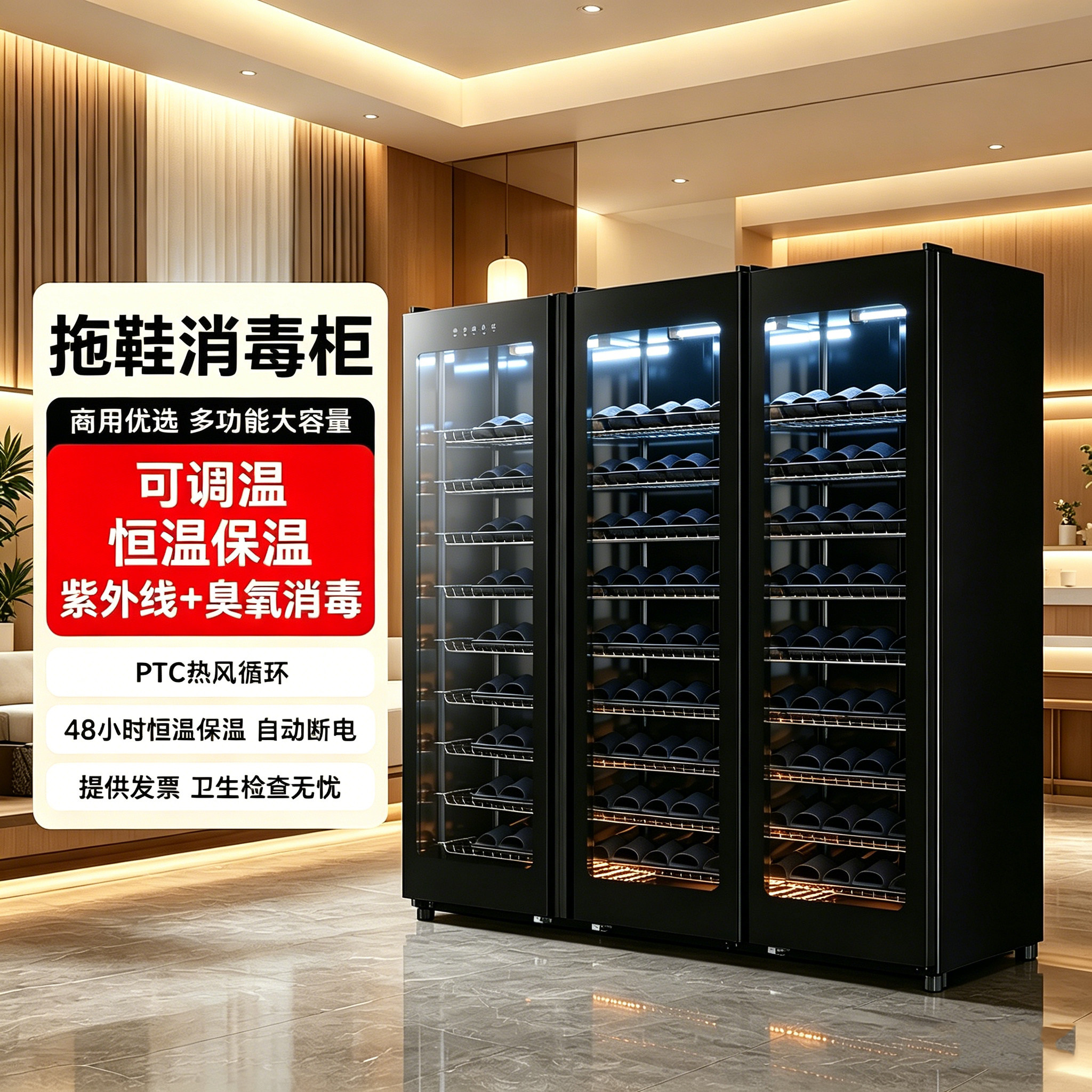 拖鞋消毒柜双开门紫外线商用宾馆酒店游泳池健身房美容院消毒鞋柜