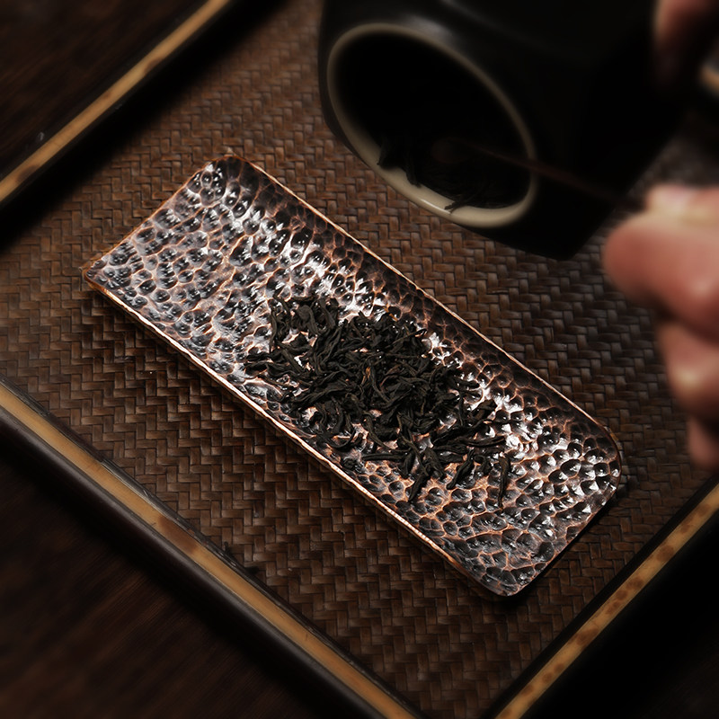 手工锤纹纯铜紫铜茶则茶道六君子功夫茶具茶勺日本赏茶荷茶铲配件