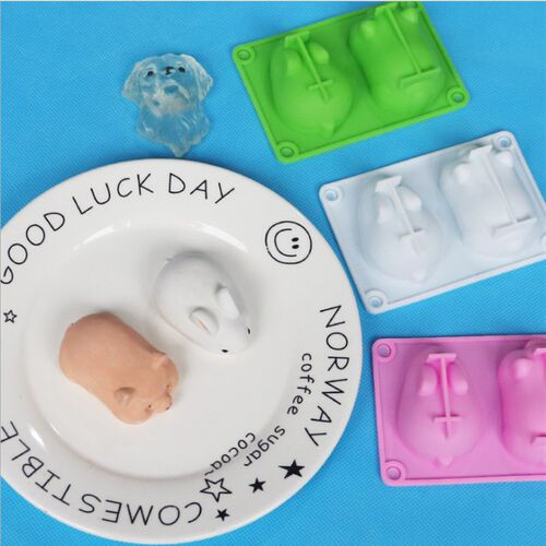 2连兔子猪DIY烘焙模具 硅胶蛋糕模果冻模模具