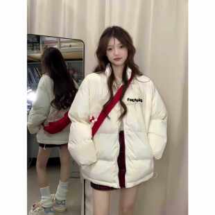 冬季百搭加厚羽绒服女大童2025新款初中高中大学生中长款棉服外套