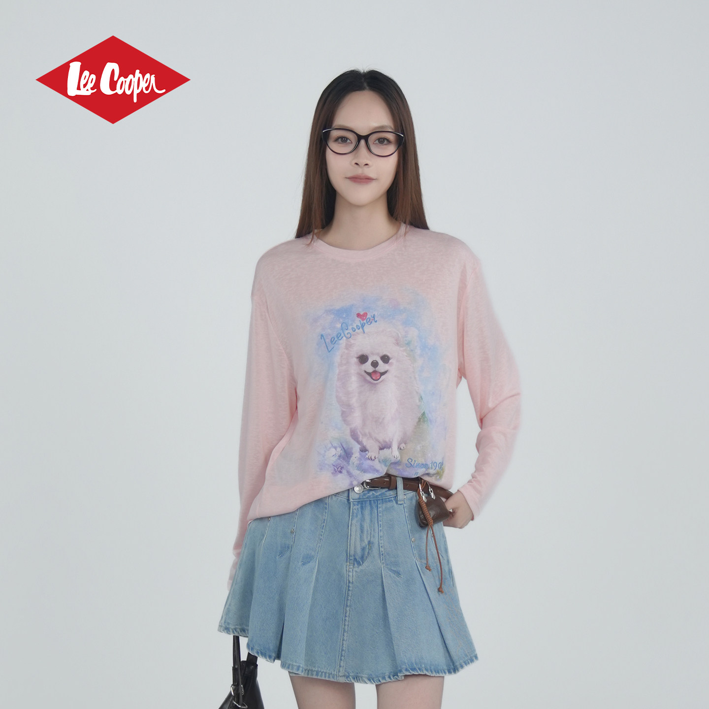 【肖恩专享Lee Cooper】萌宠小狗印花长袖T恤罩衫休闲女生2026年