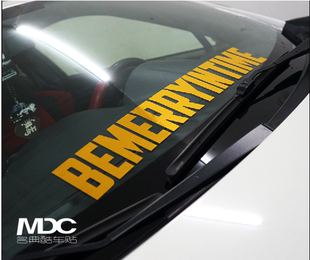 车贴及时行乐个性创意英文字母前风挡玻璃装饰反光贴纸前档贴