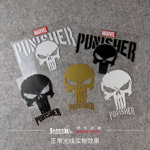 N100新款漫威惩罚者制裁者电影卡通反光汽车摩托车贴纸拉花骷髅