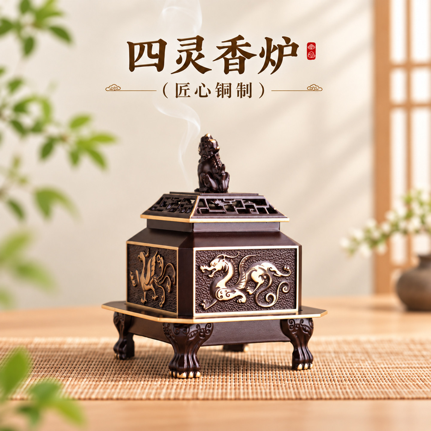 纯铜香炉中式复古熏香炉茶道摆件