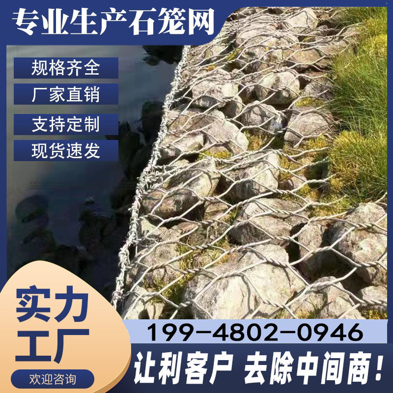 格宾网石笼网箱固滨笼河道镀锌铅丝石笼覆塑雷诺护垫宾格网绿滨垫