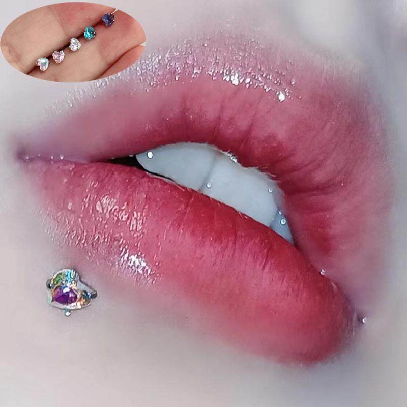 爱心锆石唇钉耳骨钉爆闪内牙桃心甜美辣妹内螺纹彩色,饰品/流行首饰/时尚饰品新,唇环/唇钉,淘宝优惠券,粉丝福利购,淘宝优惠卷