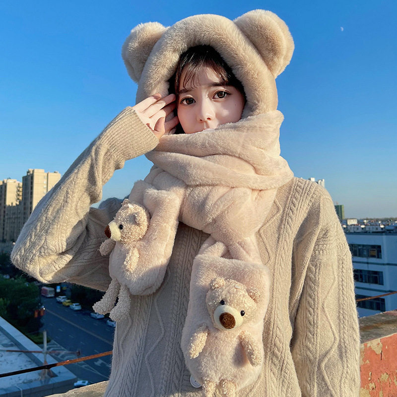 帽子韩版可爱女百搭秋冬季冬天围巾一体帽保暖手套围脖三件套,服饰配件/皮带/帽子/围巾,三件套,淘宝优惠券,粉丝福利购,淘宝优惠卷
