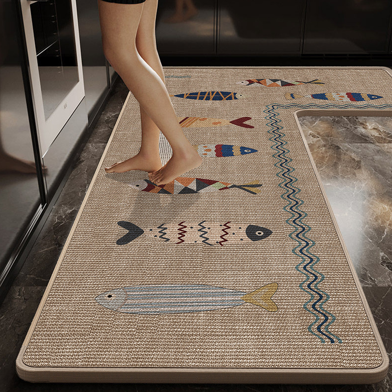 专用厨房地垫2026新款防滑防油l型L型7字高端脚垫子耐脏非一次性