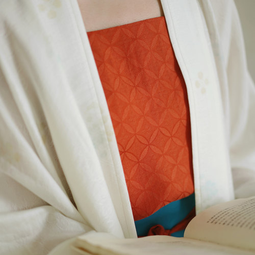 茱萸汉服｜石榴红球路纹吊带 春夏天丝混纺汉服