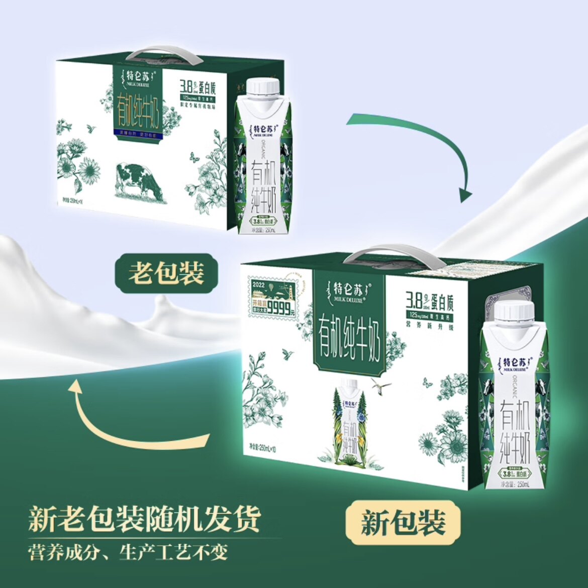 12月产蒙牛特仑苏有机纯牛奶全脂灭菌乳利乐梦幻盖250mlx10盒