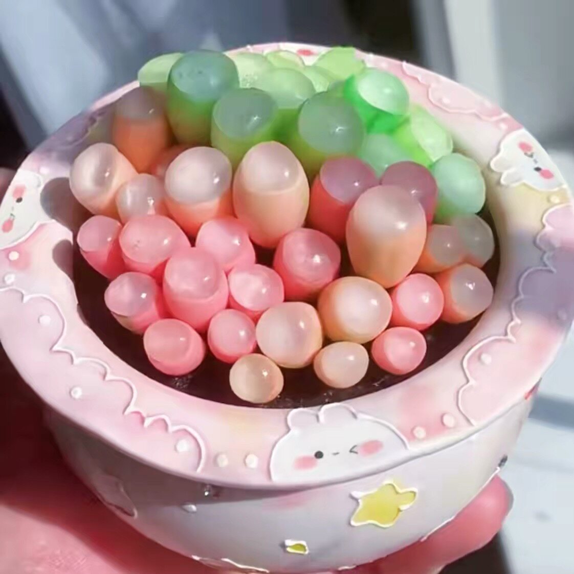 彩色粉五十铃玉锦稀有贵货多肉图片