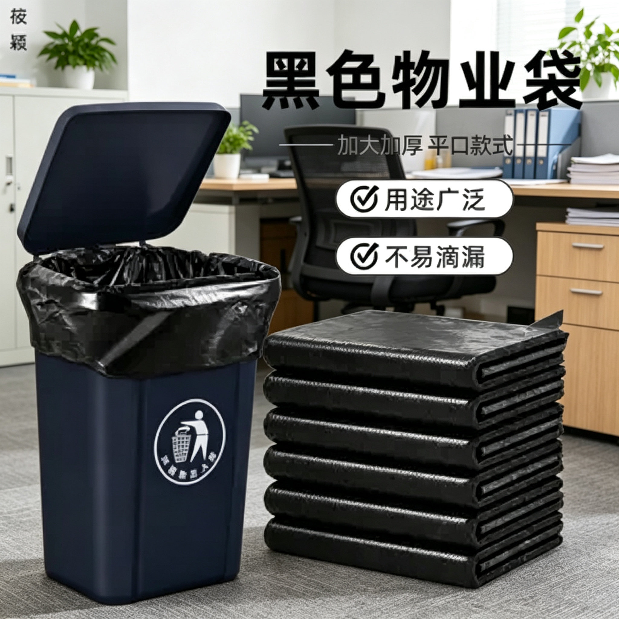 大垃圾袋黑色加特厚塑料袋环卫酒店商用办公餐饮物业大号垃圾袋