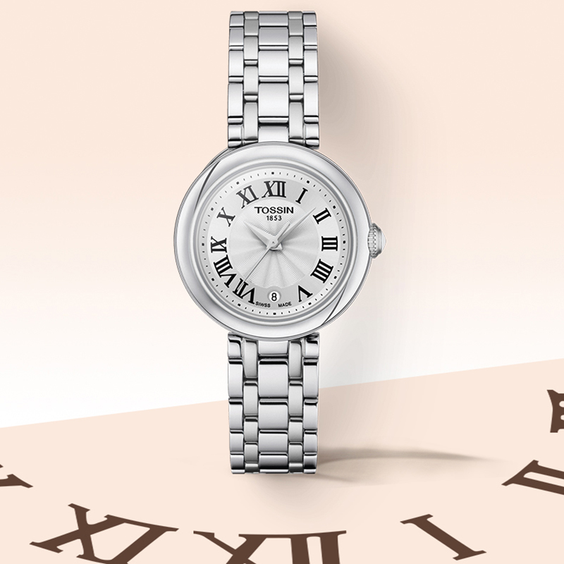 【全新官方】瑞士正品TOSSIN小美女系列手表女士超薄防水石英女表