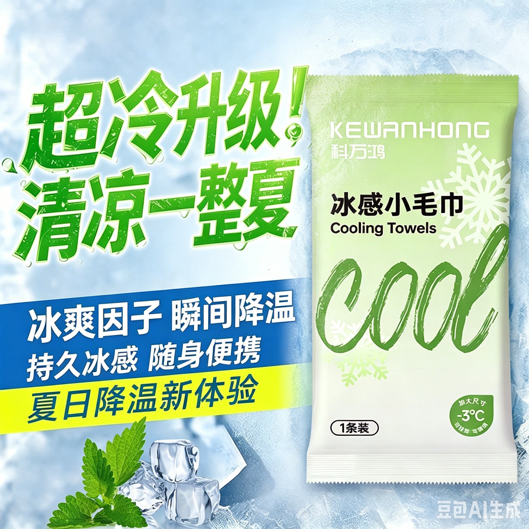 【下单立减50】德佑冰感毛巾降温冰巾凉感夏季解暑神器冰凉湿巾ZX