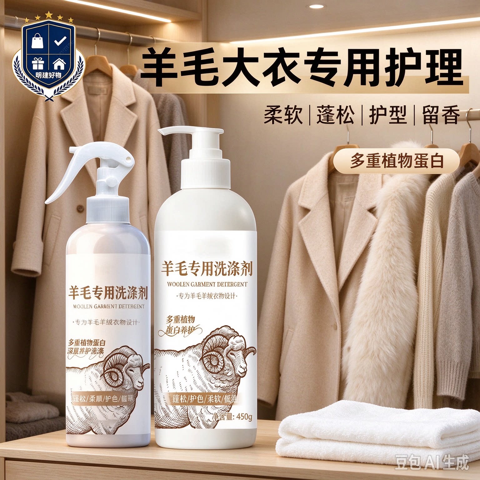 【拍一发三】羊毛羊绒洗涤剂可机洗防缩水温和蓬松柔顺清新留香CX