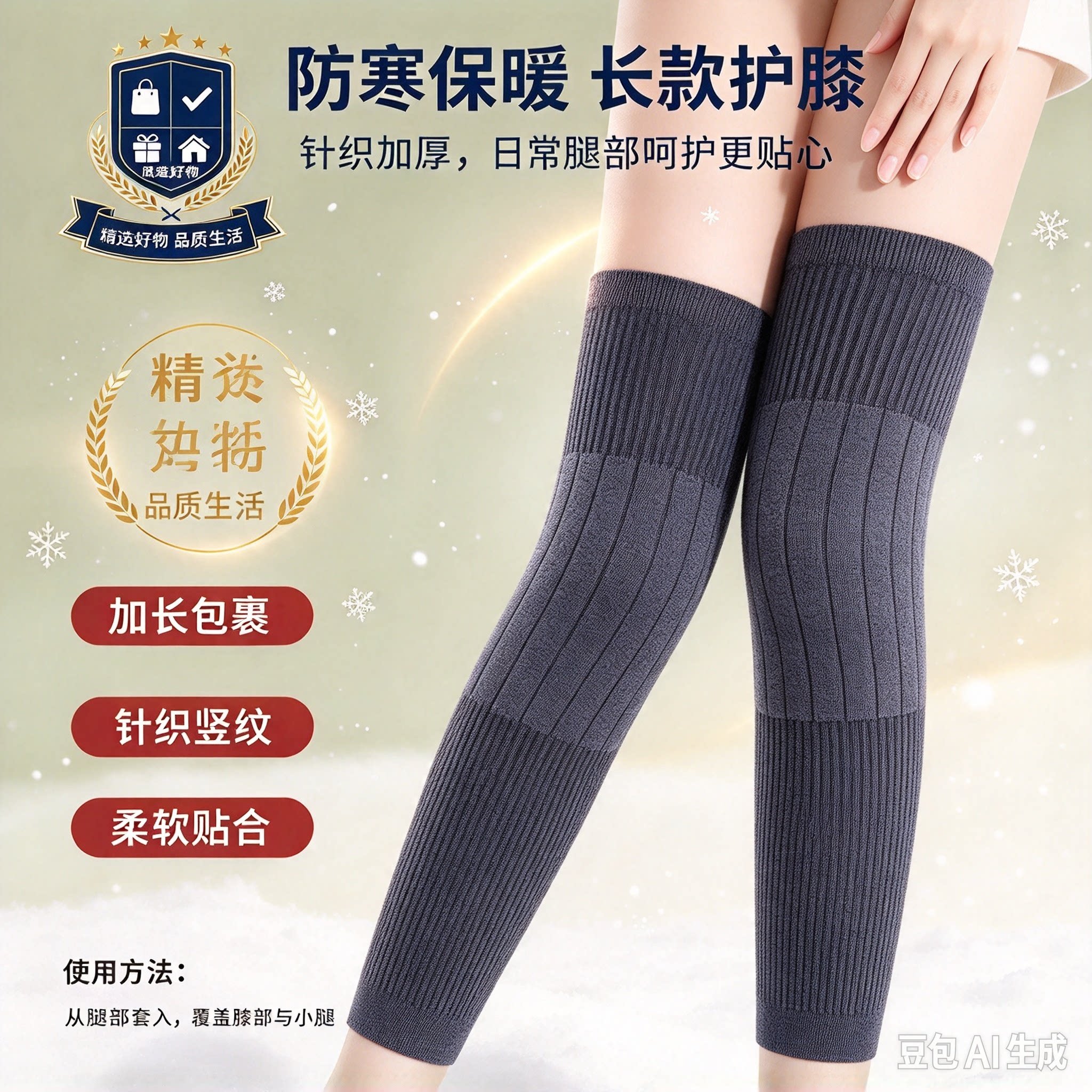 新款羊绒护膝过膝长筒袜套男女防寒保暖护膝长筒套秋冬加厚款CL