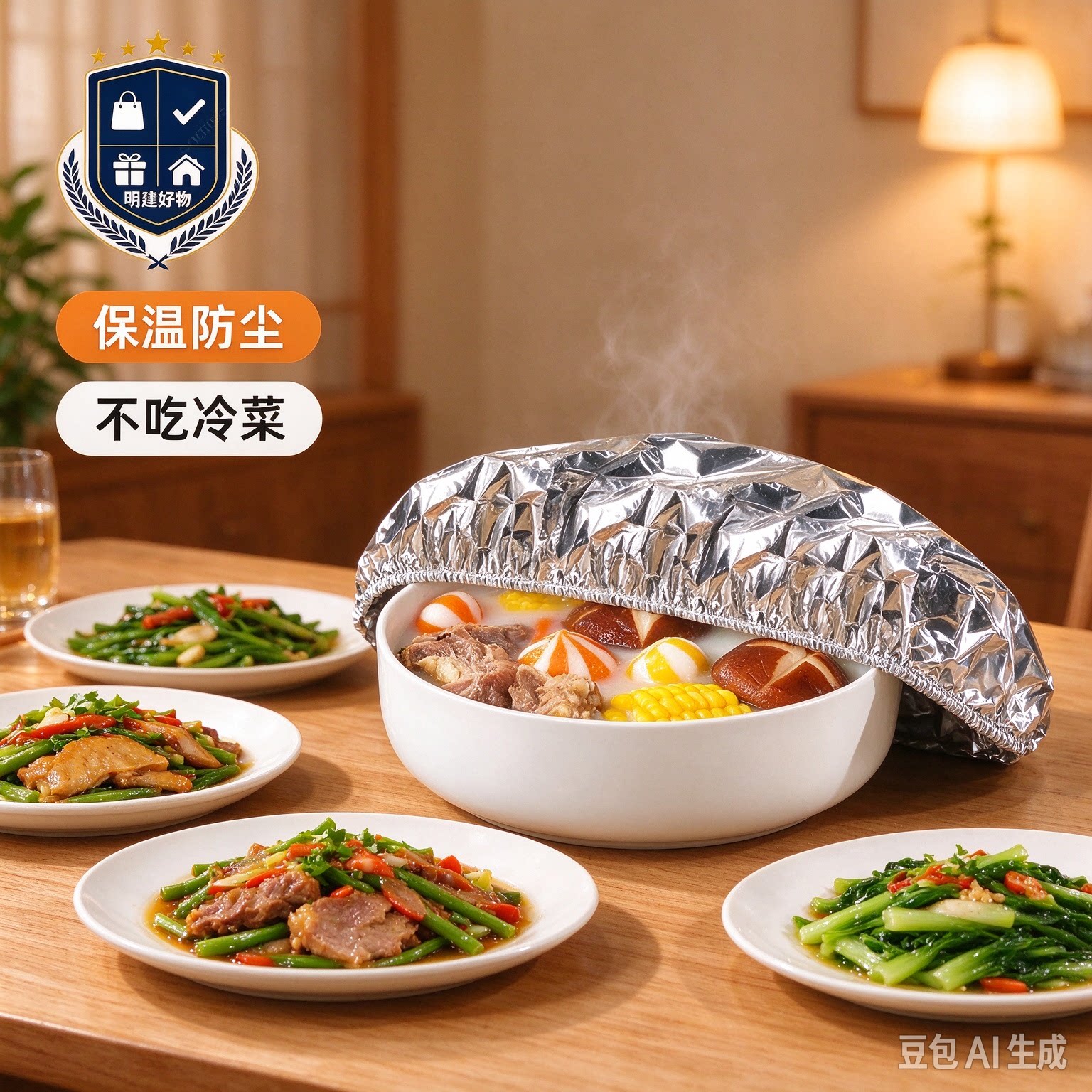 保鲜保温套冬天家用饭菜保温神器铝箔隔热膜保鲜菜罩餐桌防尘罩CX