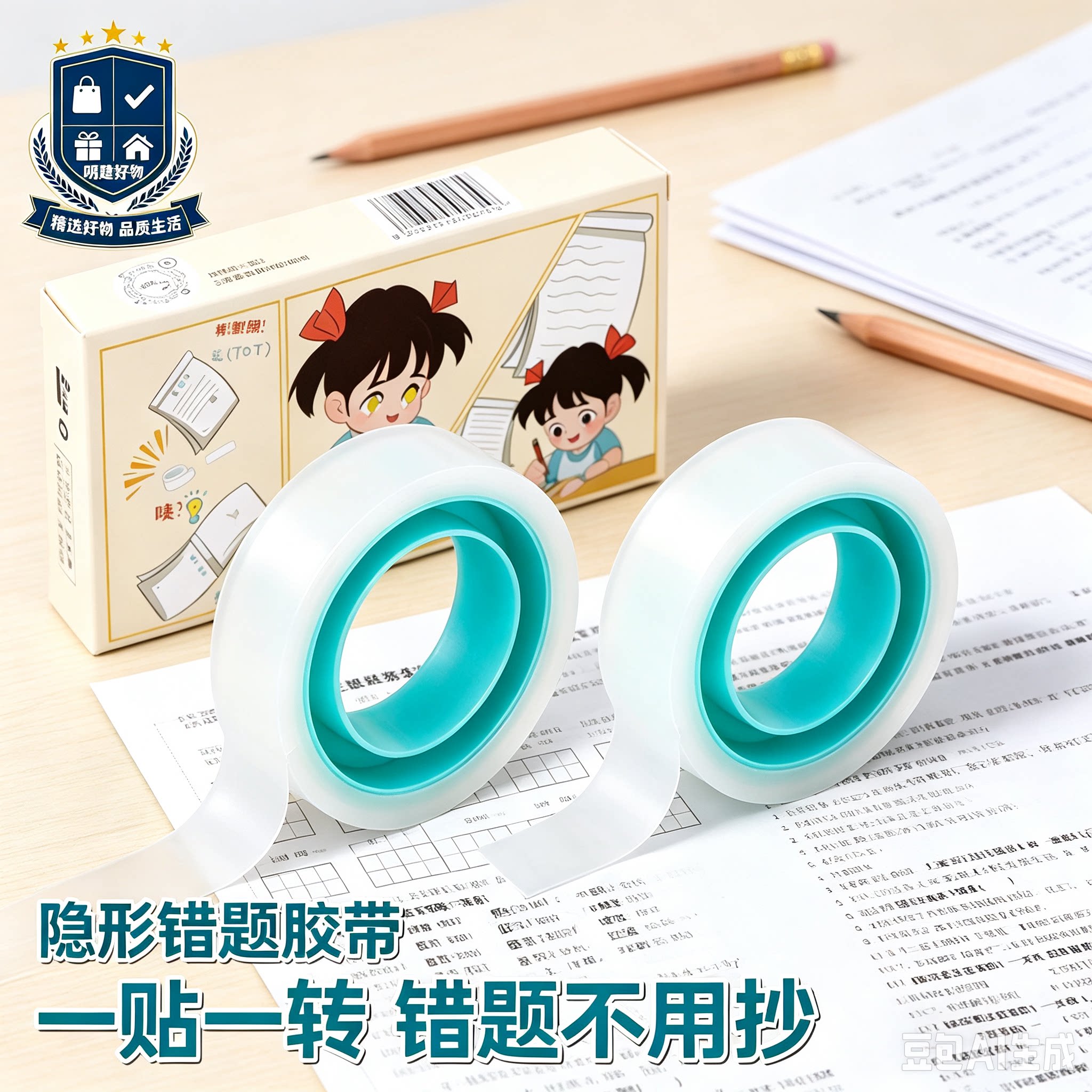 学生隐形错题胶带透明隐形胶带可书写无痕不留胶修补胶带装饰CX