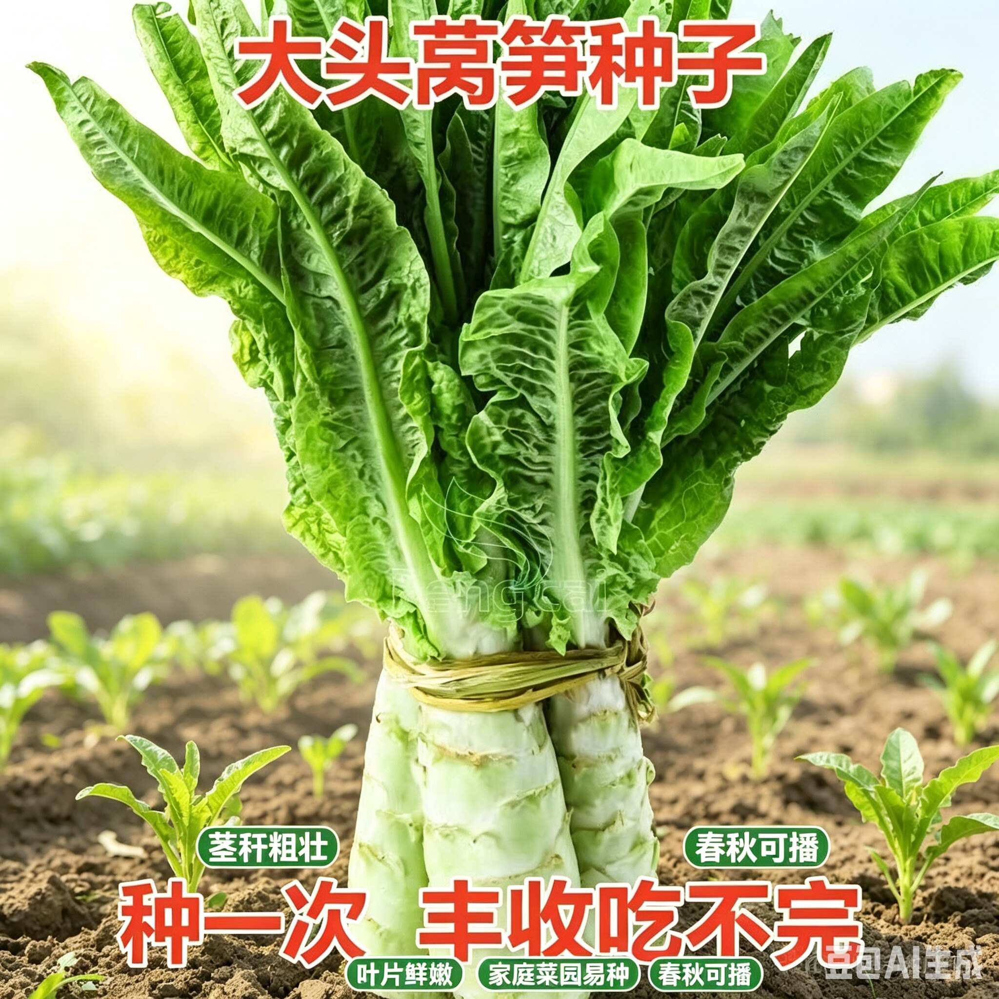 【超值装】罗汉莴笋种籽圆叶粗壮莴苣鸡腿莴笋四季播耐热南方子ZX