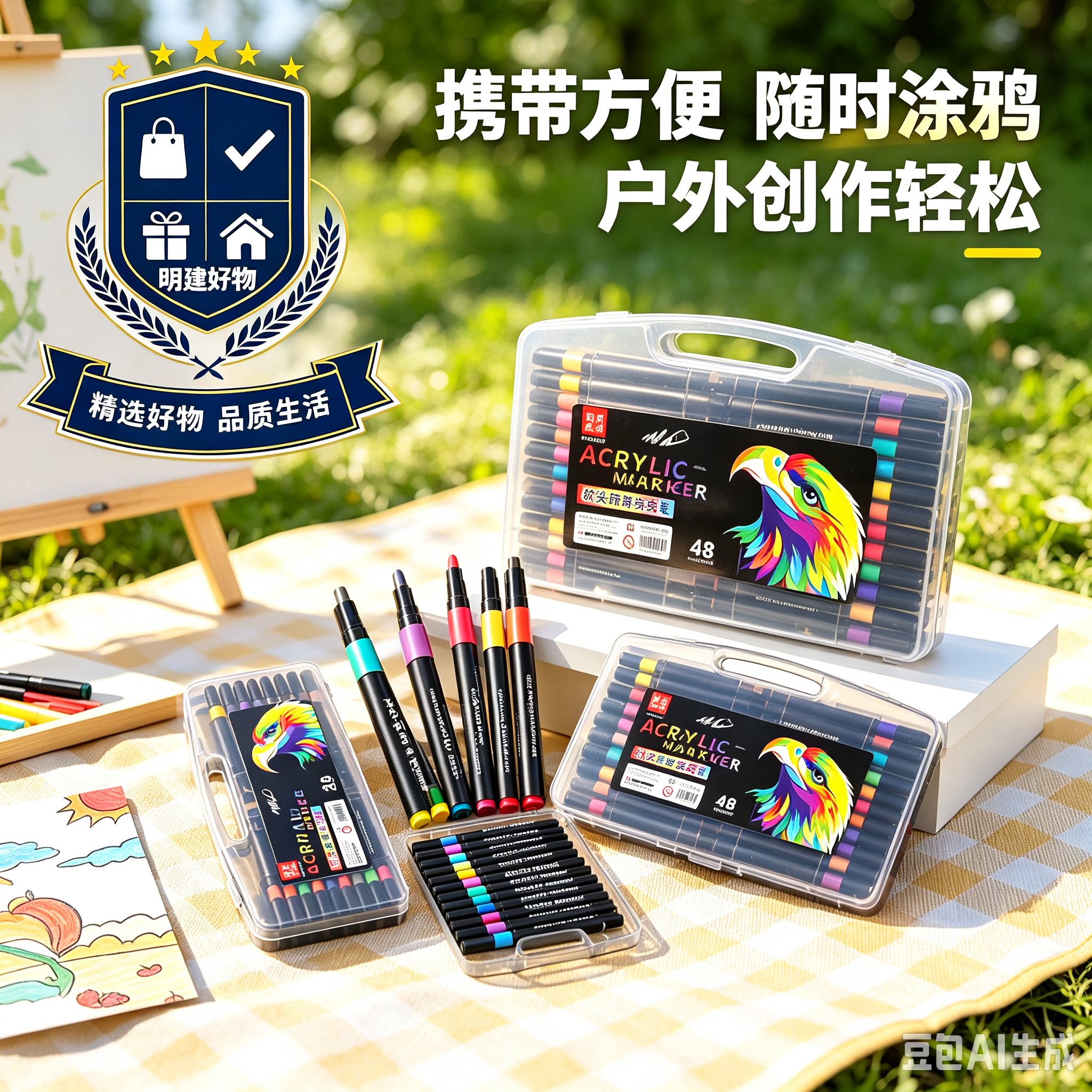 【升级大容量】小黑盒丙烯马克笔软头儿童绘画可叠色可水洗CX2