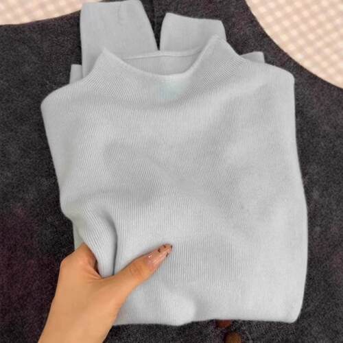 运动色加绒针织衫女秋冬季修身