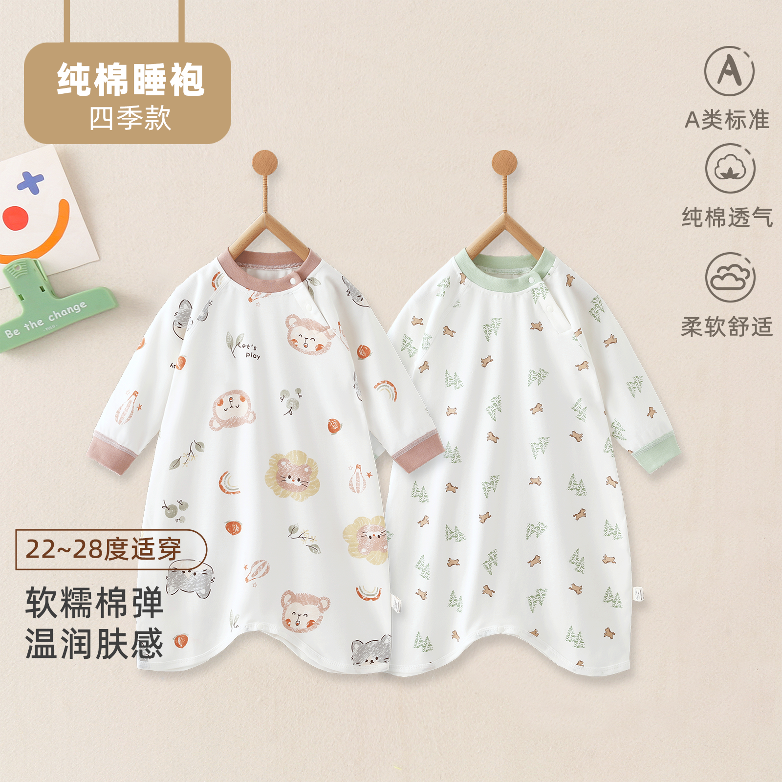 新生儿衣服春季儿童睡衣男女宝宝家居服A类连体衣睡袍打底内衣