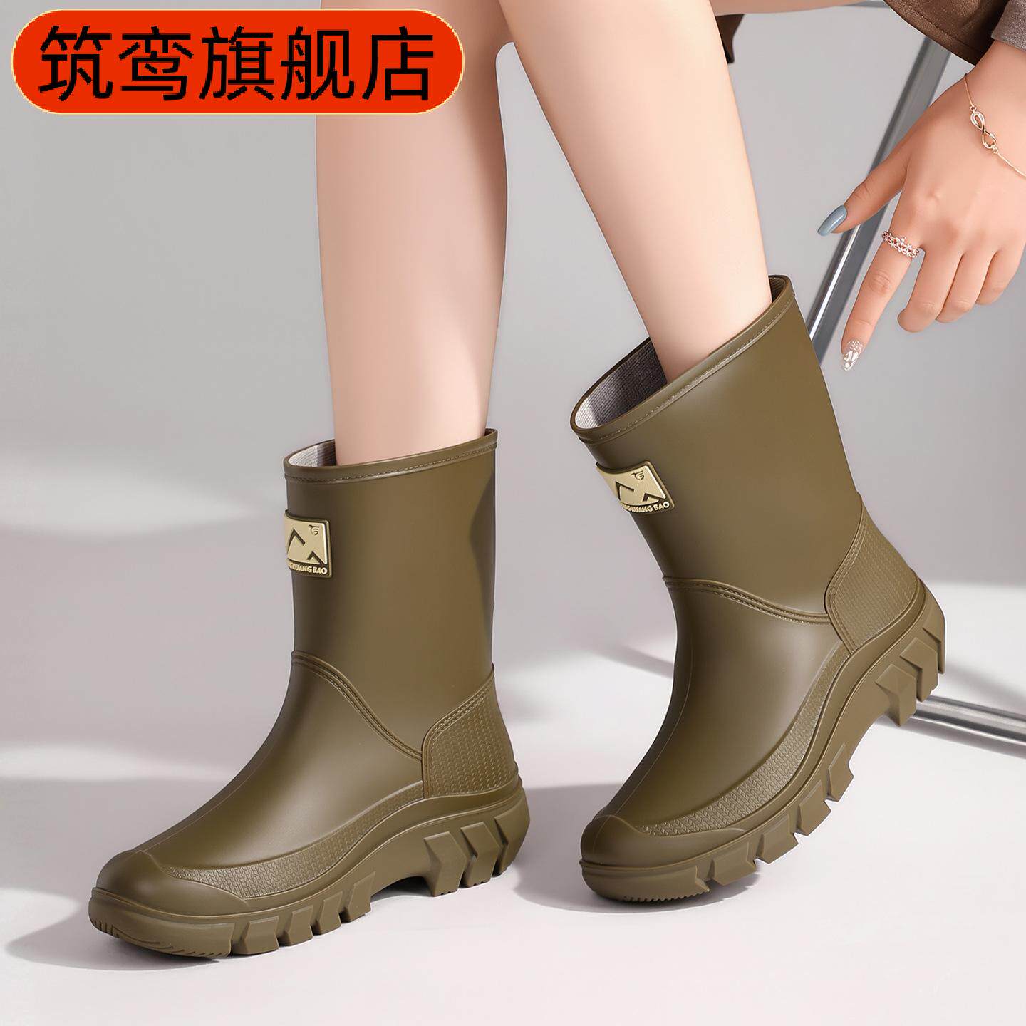 中筒韩版女防水防滑时尚雨鞋｜+