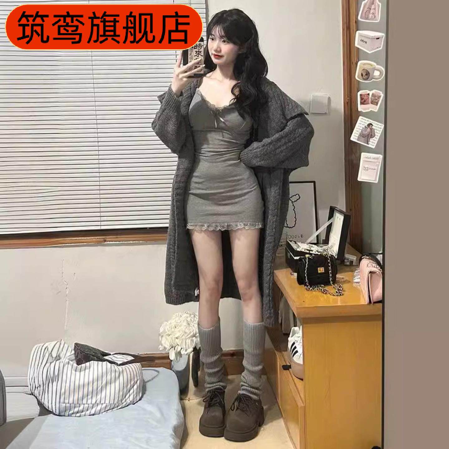 打底蕾丝边吊带包臀裙女春夏紧身